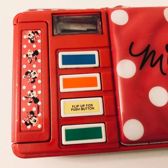 Vintage 90s Disneys Minnie Mouse Kids Double Sided Pencil Case With 4 Buttons - Picture 5 of 16